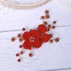 Teyglen Red Flower Wedding Hair Clip Pin Rhinestone Bridal Hair Clip Handmade Red Crystal Pearl Hair Barrette Wedding Headpeice Hair Accessories for Women