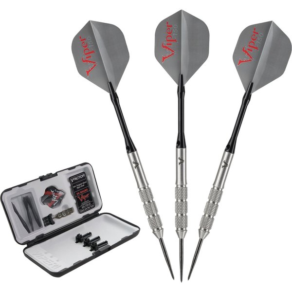 Viper by GLD Products V-Factor 90% Tungsten Steel Tip Darts with Storage/Travel Case, 24 Grams,Silver,23-1704-24