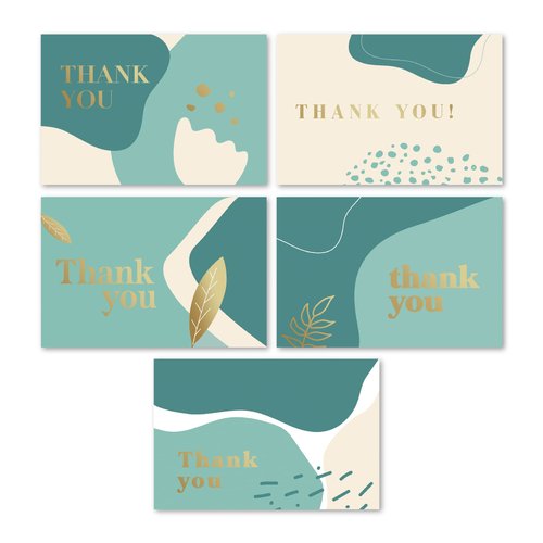 Rileys Thank You Cards with Envelopes | 50-Count, Gold Foil - Blank Note Cards, Thank You Notes, Blank Cards with Envelopes, Thank You Wish Cards, Wedding, Graduation, Baby Shower (Sage Green)