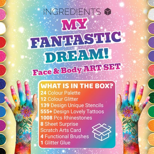 Face Paint Kit, Face Paint, Glitter Tattoos for Kids, Face Gems, Temporary Tattoos, Face Glitter, Girls Birthday Present, Face Paint for Children, Festival Accessories