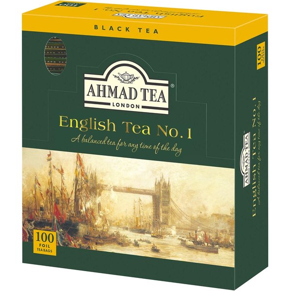 Ahmad Tea Black Tea, English Tea No. 1 Foil Teabags, 100 ct - Caffeinated and Sugar-Free