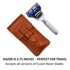 Parker Safety Razor, 5 Blade Gillette Fusion Compatible Travel Razor with Luxurious Saddle Leather Case