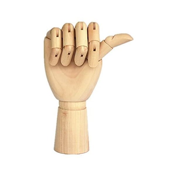 TAPBULL Wood Artist Drawing Manikin Articulated Mannequin with Wooden Flexible Fingers 10" Right Hand (10 inches-Right Hand)
