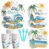 HIPVVILD The Big One Surf Birthday Decorations Tableware Boy, Surfing First Birthday Party Decorations, Plate, Cup, Napkin, Fork, Summer Beach Surf 1st Birthday Party Supplies | Serve 24