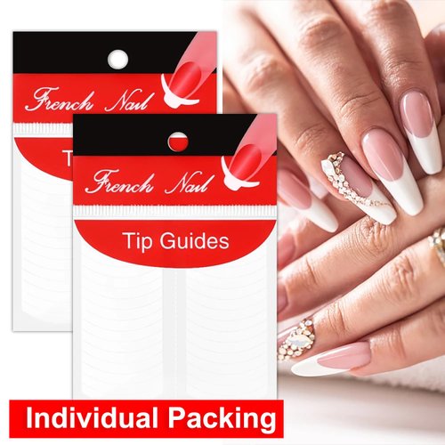 MOLILON 1440pcs French Tip Nail Stickers French Tip Guides French Manicure Strips Nail Design Sticker Nail Stencil for Nail Art French Tip Tool (Individual Packing, 30 Sheets)