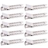 Jdesun 50pcs 1.8“ Silver Metal Hairdressing Double Prong Pin Curl Setting Section Hair Clips Alligator Clips with Holes for Hair Extension