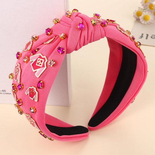 YAHPERN Derby Headbands Accessories Enamel Horseshoe Headband for Women Silks Riding Suit Headband Horse Race Day Headband Kentucky Derby Outfits Hair Accessories Party Favors (Pink)
