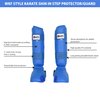 Karate Shin Instep Martial Arts Padded Shin Guards Protectors Sparring Taekwondo Training Pads (Blue, XL)