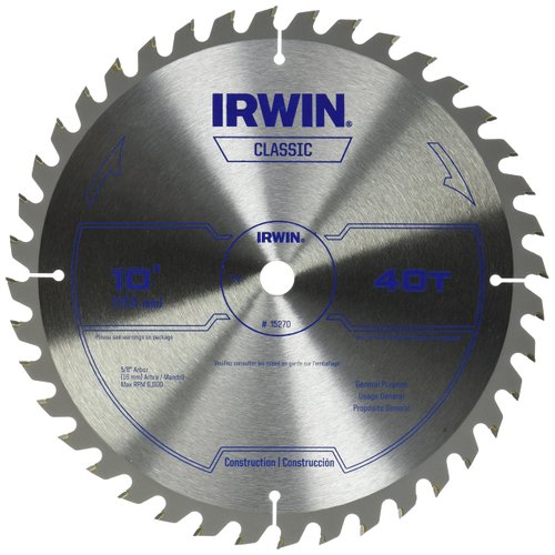IRWIN 10-Inch Circular Saw Blade, Carbide, 40-Tooth (15270)