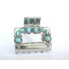 Hair claw clip turquoise blue stones south western design metal rectangle shape