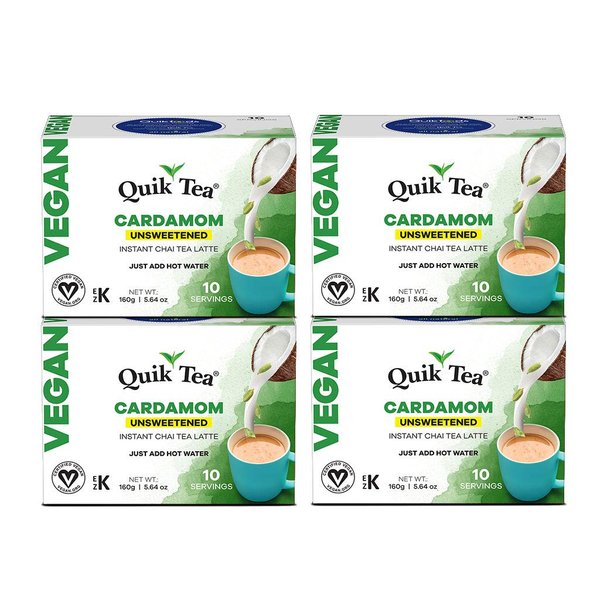 QuikTea Vegan Unsweetened Cardamom Chai Tea Latte - 40 Count