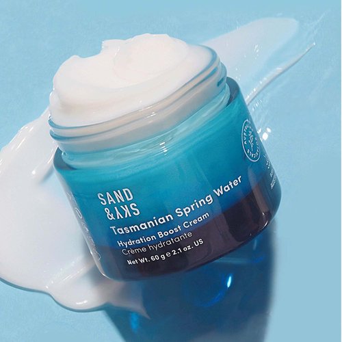 Sand & Sky Tasmanian Spring Water Hydration Boost Cream. Water-based Hydrating Cream with Hyaluronic Acid. Lightweight Moisturizer