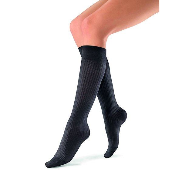 JOBST 120230 soSoft Compression Sock, Ribbed, Knee High, 20-30mmHg, Black, Medium