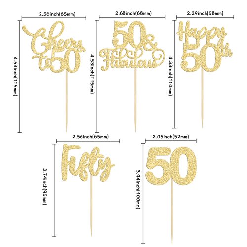 30 Pack Happy 50th Birthday Cupcake Toppers Gold Glitter Fifty Cheers to 50 Years Old Birthday Cupcake Picks for 50th Birthday Anniversary Party Cake Decorations Supplies