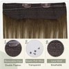 Easyouth Invisible Wire Hair Extensions Human Hair Medium Brown Fading to Strawberry Blonde Mix Medium Brown Wire Extensions Human Hair Fishing Wire Hair Extensions 18 inch 80g