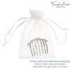 French Amie 7 Teeth Handmade Celluloid Side Hair Comb Flexible Durable Hair Combs Strong Hold Hair Clips for Women No Slip Styling Girls Paris Hair Accessories, Made in France (Silver Onyx Gray)