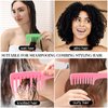 DUAIU Comb Set, 2 Pcs Wide Tooth Comb and 2 Pcs Scalp Massager Hair Growth, Soft Silicone Bristles Shampoo Brush, Detangling Comb and Scalp Scrubber for Curly Long Wet Dry Styling Hair (Pink & Green)