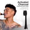 AquaSonic 2-Pack Activated Charcoal Brush Heads - Ultra Whitening Brush Heads - 2X Whitening & Stain Remover - for Black Series, Black Series Pro, Vibe Series, Duo Pro Series (Black)
