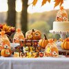BANBALLON 110 PCS Thanksgiving Party Favors Autumn Party Supplies with Key Chains Button Pins Stickers Rubber Bracelets for Fall Party Favors Decorations Classroom Prizes