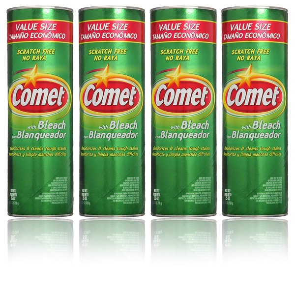 Comet Cleaner with Bleach Powder 25-Ounces | Scratch-Free | 25 Oz (Pack of 4)