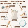 Baby Musical Instruments | Montessori Wooden Toys for Toddlers 1-3, Neutral Color Percussion Instruments Set with Modern Boho Xylophone Tambourine, Educational Musical Toys for Boys Girls 3+