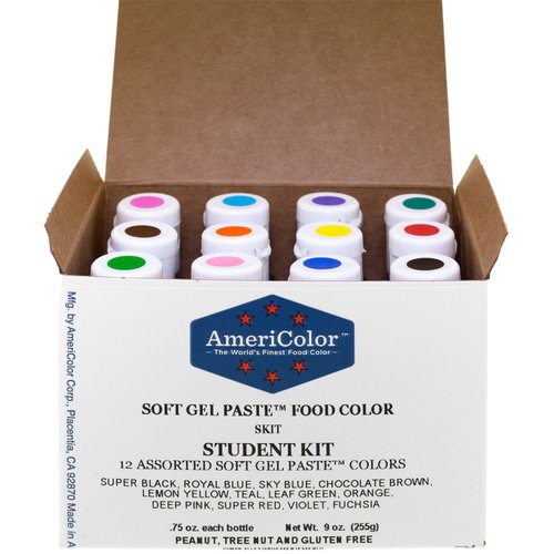 Food Coloring AmeriColor Student - Kit 12 .75 Ounce Bottles Soft Gel Paste Colors