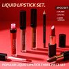 BAISEN DIARY Matte Lipstick & Matte Liquid Lipstick & Lip Liner Makeup Set, All in One Lips Makeup Kits Long-Lasting Wear Non-Stick Cup Not Fade Waterproof Lip Make Up Gift Set (04)