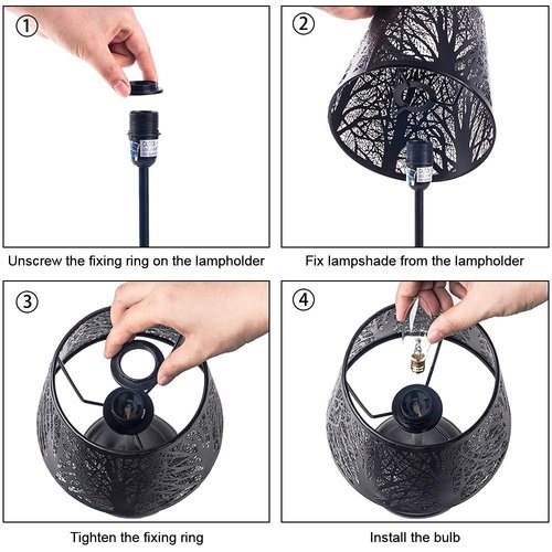 Timeflies Touch Control Mini Table Lamp, 3 Way Dimmable Bedside Lamp, Decorative Nightstand Lamp for Bedroom, Living Room, Black Metal Shade Forest Lighting(Bulb Included)