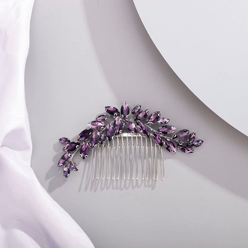 Chargances Bridal Crystal Hair Comb Purple Wedding Rhinestone Hair Side Comb Fashion Handmade Hair Accessories for Bride Wedding Prom Flower Girl Headpieces (Purple)