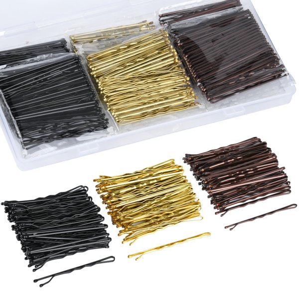 Etercycle Bobby Pins, 300 Pcs Bobby Pins Brown Blonde Black Hai for Women, 2 Inch Hair Pins, Bobby Pins Buck with Storage Box Bobby Pins Secure Hold