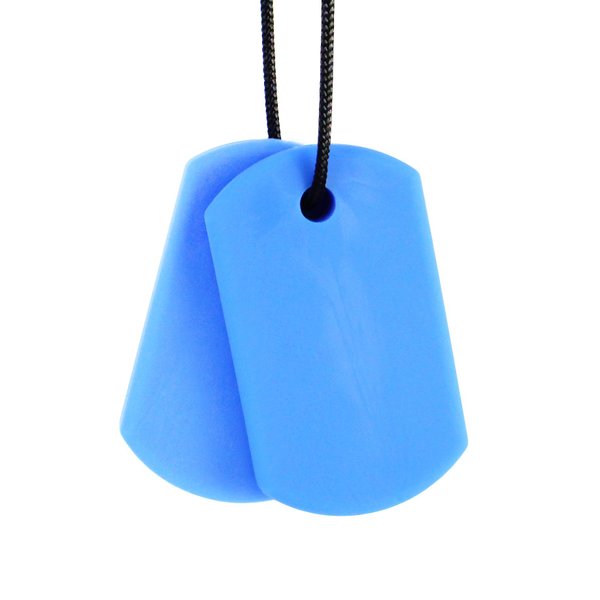 ARK's Chew Tags Discreet Chewable Jewelry, Made in The USA (Very Firm) - Blue