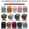 Livelab Tissue Box Cover, Square Decorative PU Leather Tissue Box Holder Modern Tissue Case Facial Paper Organizer Dispenser for Bathroom, Vanity Countertop, Night Stands, Desk 5X5X5'' | Blue