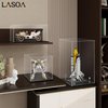 LASOA Acrylic Display Case for Collectibles, Alternative Glass Display Box with Black Base and Lid, Self-Assembly Clear Storage Showcase for Figurine Memorabilia (6x6x6inch;15x15x15cm)