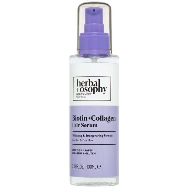 Herbalosophy Bitoin & Collagen Hair Serum – Thickening & Strengthening Formula for Thin & Dry Hair – Salon-Quality Haircare with Natural, Healthy Ingredients. Vegan. Sulfate & Paraben Free. 3.38oz