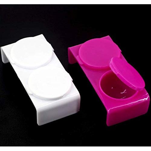 LASSUM 2PCS Double Cup Plastics Nail Art Cup Bowl Soaking Dish Dappen Dish with Lids for Mixing Acrylic Powder Liquid