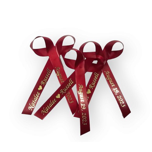 Personalized Ribbons for Bridal Shower Wedding Party Favors or Baby Showers - Custom Made Cut Ribbon 50 100 Assembled Bows Safety Pins