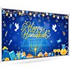 Avezano Happy Hanukkah Banner Backdrop Jewish Chanukah Hanukkah Banner Blue Hanukkah Party Supplies Hanukkah Decorations Indoor Outdoor 70.8x43.3inch