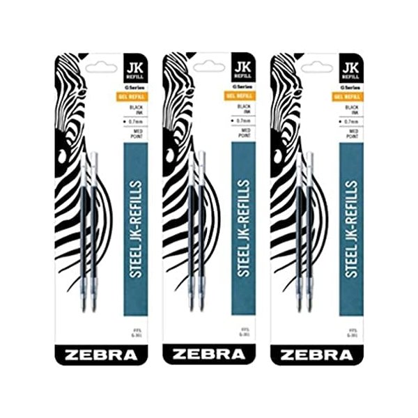 Zebra G-301 JK-Refill 0.7mm, Black, 2 Refills (Pack of 3)