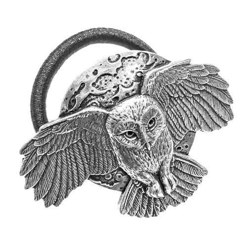 Ponytail Holder, Hair Accessory, Women's Hair Tie, Night Owl, Handcrafted in the USA by Oberon Design