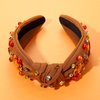 NVENF Thanksgiving Headband for Women Beaded Turkey Fall Headband Accessories Jeweled Pearl Rhinestone Knotted Headband Autumn Fall Thanksgiving Hair Accessory Outfits Holiday Gifts (Turkey 4)