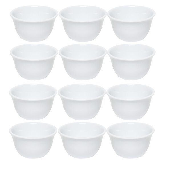 TrueCraftware- 7 oz Bouillon Cup White Color Melamine Set of 12- Dishwasher Safe Break-Resistant Reusable Bowls Serving Soup Bowl Broth Cups Soup Bowls Ice Cream Dipping Sauce