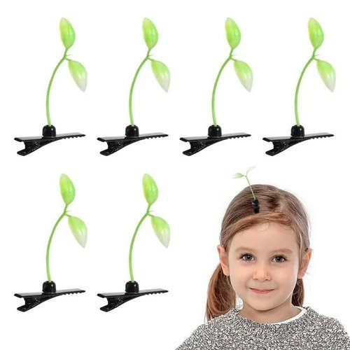 10pcs Green Bean Sprout Hair Clip Plant Grass Hair Accessories Kids DIY for School Home Party Clips and Barrettes
