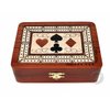 House of Cribbage - 2 Track - Wooden Cribbage Board/Box - Inlaid in Bloodwood/Maple Wood - Storage for Pegs & One Deck of Cards - 60 Points - Non Continuous