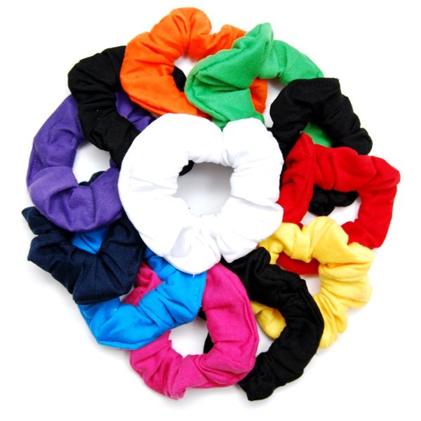 LUXXII (12 Pack) 4" Fancy Soft Cotton Colorful Scrunchies Ponytail Holder Elastic Hair Bands (Plain Color)
