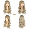 Remy Blue Mixed Blonde Wigs With Bangs 26 Inches Long Wavy Curly Blonde Wigs for Women Natural Looking Realistic Wigs Synthetic Heat Resistant Fiber Wigs for Daily Party Use