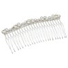 SAMKY Handmade Petite Pearl Clover Flower Bridal Wedding Tiara Hair Comb - Silver Plated FC037
