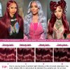 Lukymart 28 Inch Burgundy Lace Front Wigs Human Hair Body Wave 13x6 HD Transparent Lace Front Wigs Human Hair Pre Plucked 99j Burgundy Red Wine Glueless Human Hair Wigs for Women