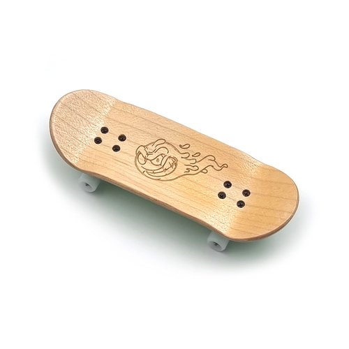 SPITBOARDS 34mm x 96mm Pro Fingerboard Set-Up (Complete) | Real Wood Deck | Pro Trucks with Lock-Nuts and Pro Bushings | Polyurethane Pro Wheels with Bearings | Engraved Slimeball (Wood Version)