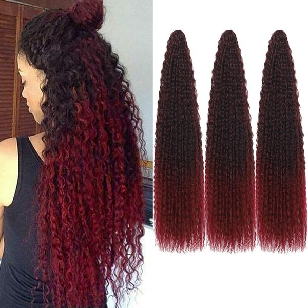 Brazilian Curly Braids Crochet Twist Hair 30inches 3Packs Afro Kinky Curly Braiding Hair Extensions Deep Curly Crochet Hair Synthetic Water Wave Braid Hair(30Inch,Bug)