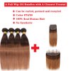 10A Ombre Human Hair Bundles Straight Bundles Brazilian 100% Unprocessed Virgin Remy Hair Bundles Straight Ombre Hair 2 Tone Black to Honey Brown Human Hair Extensions (T4/30, 16 18 20)